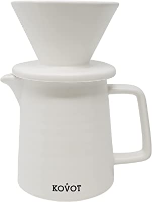 Kovot Pour Over Coffee Maker Set, Premium Ceramic V60 Dripper for 1-2 Cup & 15 ounce Serving Pitcher, Home Filter Coffee M... image