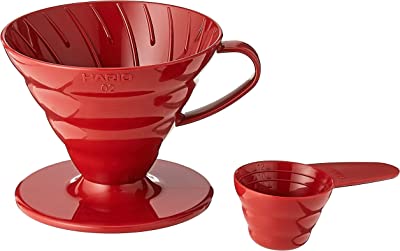 Hario V60 Plastic Coffee Dripper Pour Over Cone Coffee Maker Size 02, Red image