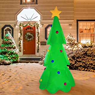 HOLLO STAR 7FT Christmas Inflatable Yard Decor, Blow Up Lighted Christmas Tree, Outdoor Indoor Holiday Decorations with LE... image