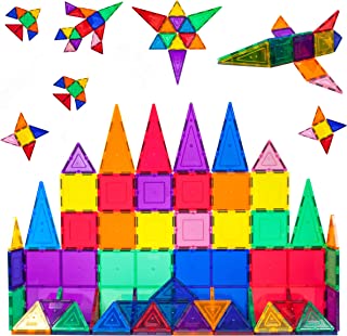 PicassoTiles 60 Piece Set 60pcs Magnet Building Tiles Clear Magnetic 3D Building Blocks Construction Playboards - Creativi... image